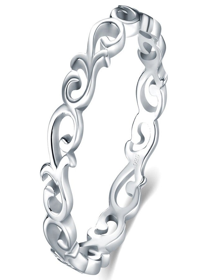 BORUO 925 Sterling Silver Ring Celtic Knot Heart High Polish Tarnish Resistant Eternity Wedding Band Stackable Ring Size 10 - Image 1