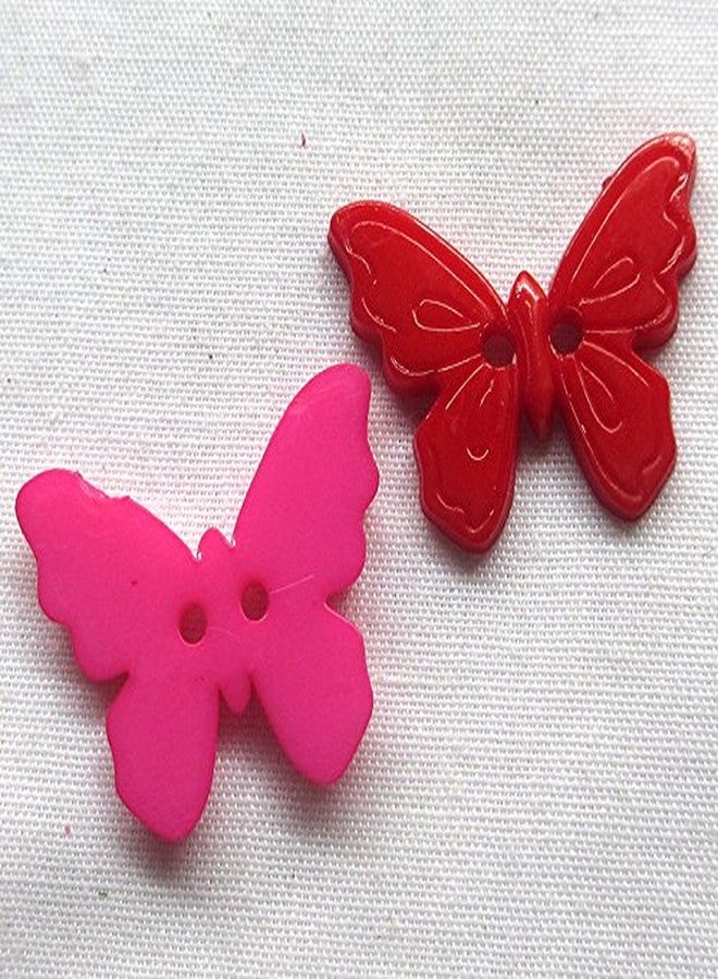 شينكو كرافت مجموعة جديدة من 100 قطعة من أزرار الفراشة البلاستيكية المتنوعة مقاس 22 مم لأعمال الخياطة والحرف اليدوية بفتحتين (7/8 بوصة (22 مم)، على شكل فراشة) - Image 5