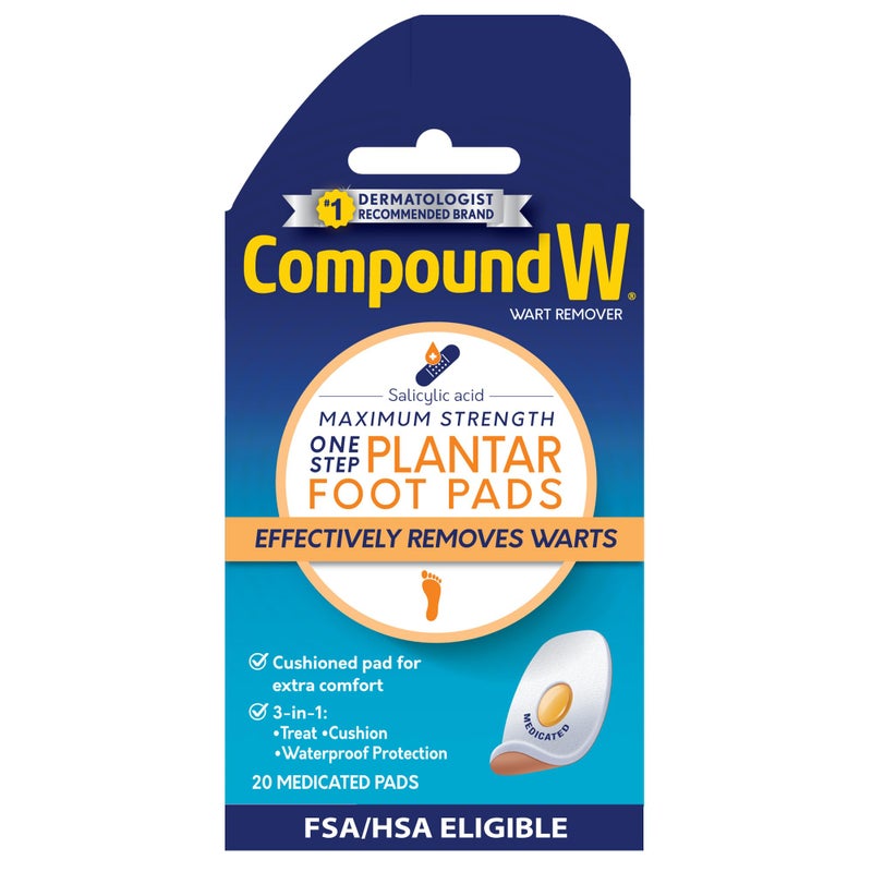 Compound W Maximum Strength One Step Plantar Wart Remover Foot Pads, 20 Count - Image 1