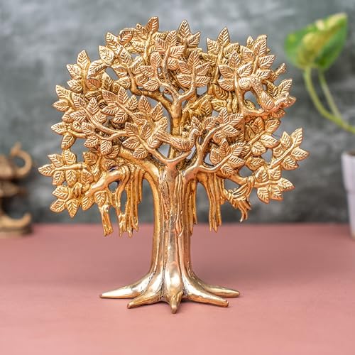 The Advitya Kalpavriksha Brass Tree Vastu Feng Shui Decorative Showpiece for Wealth Good Luck Success| Festive Decor Diwali Gift Home Decoration Item for Living Room (9 in.) - Image 1