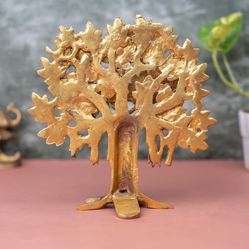 The Advitya Kalpavriksha Brass Tree Vastu Feng Shui Decorative Showpiece for Wealth Good Luck Success| Festive Decor Diwali Gift Home Decoration Item for Living Room (9 in.) - Image 4