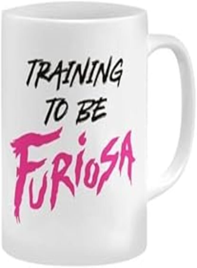 RYN PRINTED DESIGN Furiosa Madmax Quote Printed Coffee Mug White/Pink/Black 325.3ml