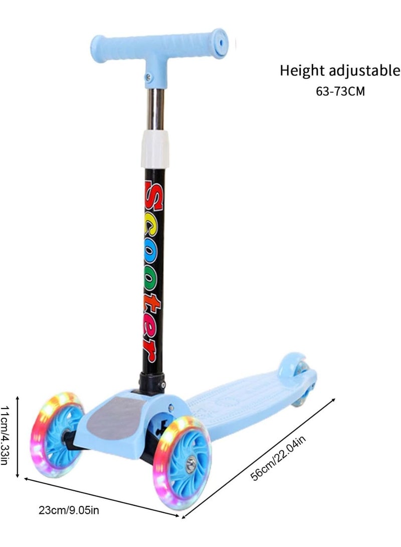 3-Wheel Kids Scooter - Foldable Big Wheels | For Kids Ages 2-8 | Lightweight & Foldable | Adjustable Height for Balance Practice (Blue) - Image 2