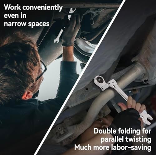 DISEN 12pcs Ratchet Wrenches Set Double Jointed, Metric Flex Head Ratcheting Wrench Set 8-19mm, Open End & Box End Combination Wrench, 72-Teeth, Cr-V Steel, with Heavy Duty Case - Image 2