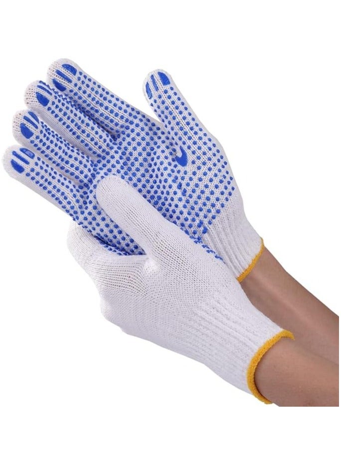 VINSTAR 12 Pairs Multipurpose Safety Cotton Gloves, Anti-slip, Stretchy Durable For Men Women, Winter Dots Flip Resistant, Grip Repairing Builder Construction, Gardening, Housework, Skincare -White - Image 3
