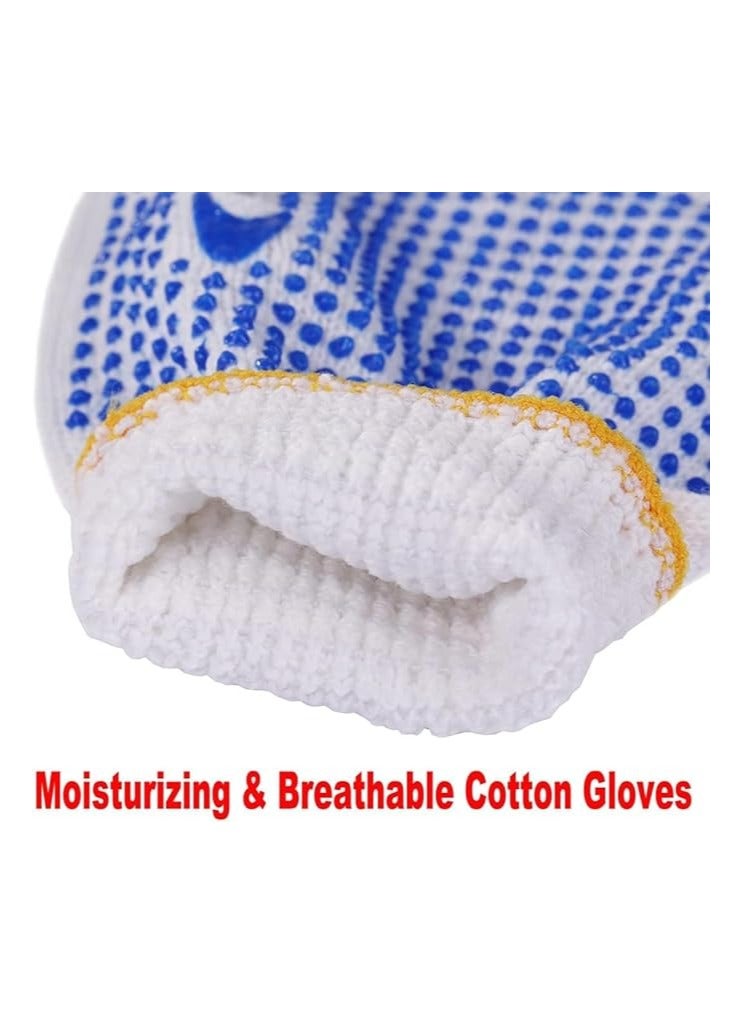 VINSTAR 12 Pairs Multipurpose Safety Cotton Gloves, Anti-slip, Stretchy Durable For Men Women, Winter Dots Flip Resistant, Grip Repairing Builder Construction, Gardening, Housework, Skincare -White - Image 5