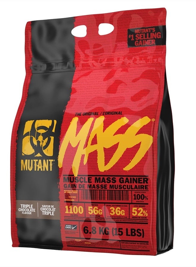 Mutant مكسب الوزن الضخم، مزيج مسحوق بروتين مصل الحليب والكازين، 15 رطل - شوكولاتة ثلاثية - Image 1