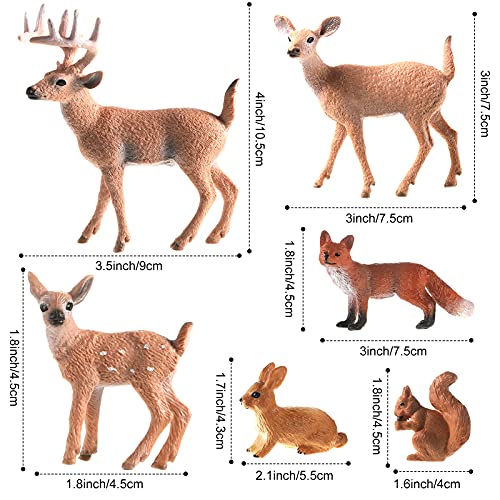 Skylety 6 Pcs Woodland Animals Figures Forest Deer Rabbit Squirrel Figurines Miniature Reindeer Family Woodland Animal Toys Cake Toppers for Wedding Birthday Party Decoration Favors - Image 5