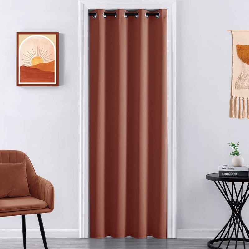 Rust Orange Boho Front Door Curtains for DoorwayGrommet Privacy Blackout Cloth Fall Living Bedroom Room DividerSliding Patio Colorful Decor Hippie Decoration 80 Inch LongBurnt Terracotta Color