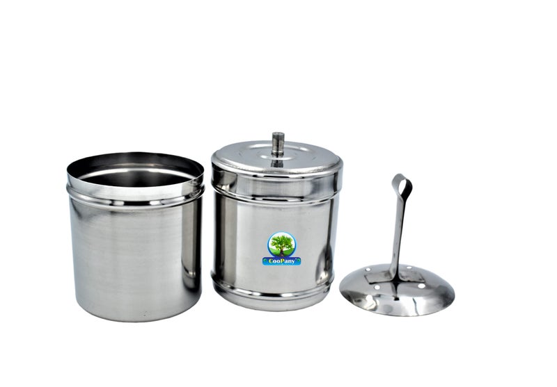 CooPany صانعة القهوة الفلتر الجنوبية الهندية من كوو باني® من الفولاذ المقاوم للصدأ 200 مل (4 إلى 5 أكواب) ومجموعة تقليدية من 4 قطع من دابارا القهوة من كومباكونام (كوب 150 مل، دابارا 230 مل) - Image 3
