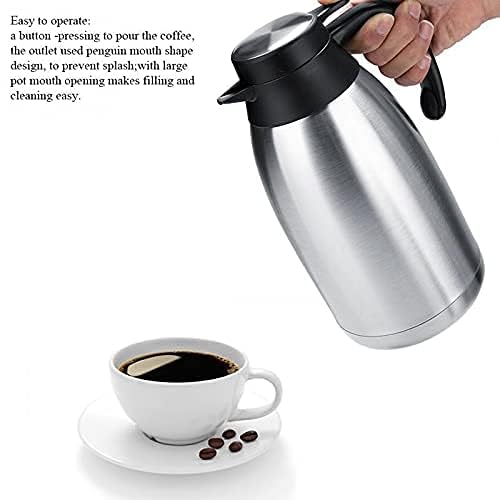 MUGATH 2 Liter Stainless Steel Coffee PotVacuum Jug Double Walled Vacuum Insulated Coffee Pot Beverages Dispenser for Hot Cold Drinks Water Tea MilkWater JugThermos Vacuum Flask - Image 3