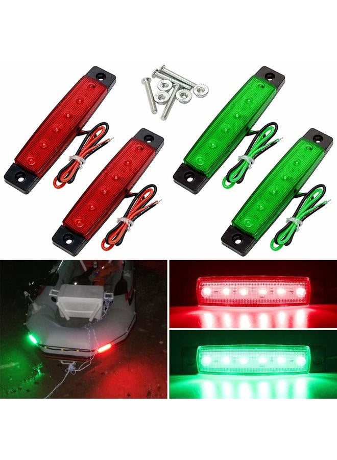 Shangyuan Navigation Lights, LED Boat Light for Bow Light, Marine Led Lights Strip for Kayak Pontoon Boat Dinghy Yacht Vessel Catamaran, with Screw Set & Foam Tape Bases, 2PCS Red and 2PCS Green - Image 1