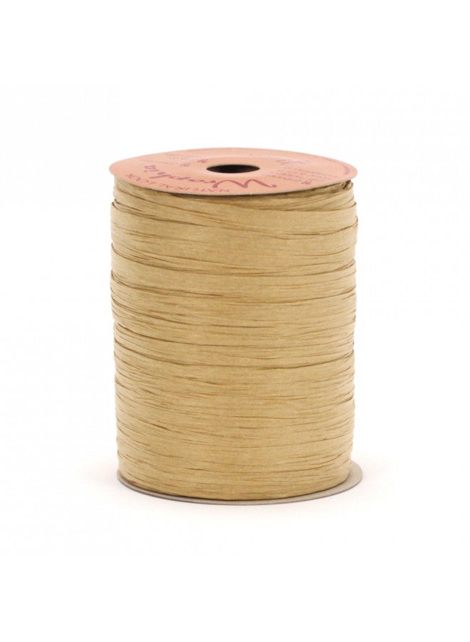 Berwick Offray Matte Light Brown Raffia Ribbon, 1/4'' Wide, 100 Yards