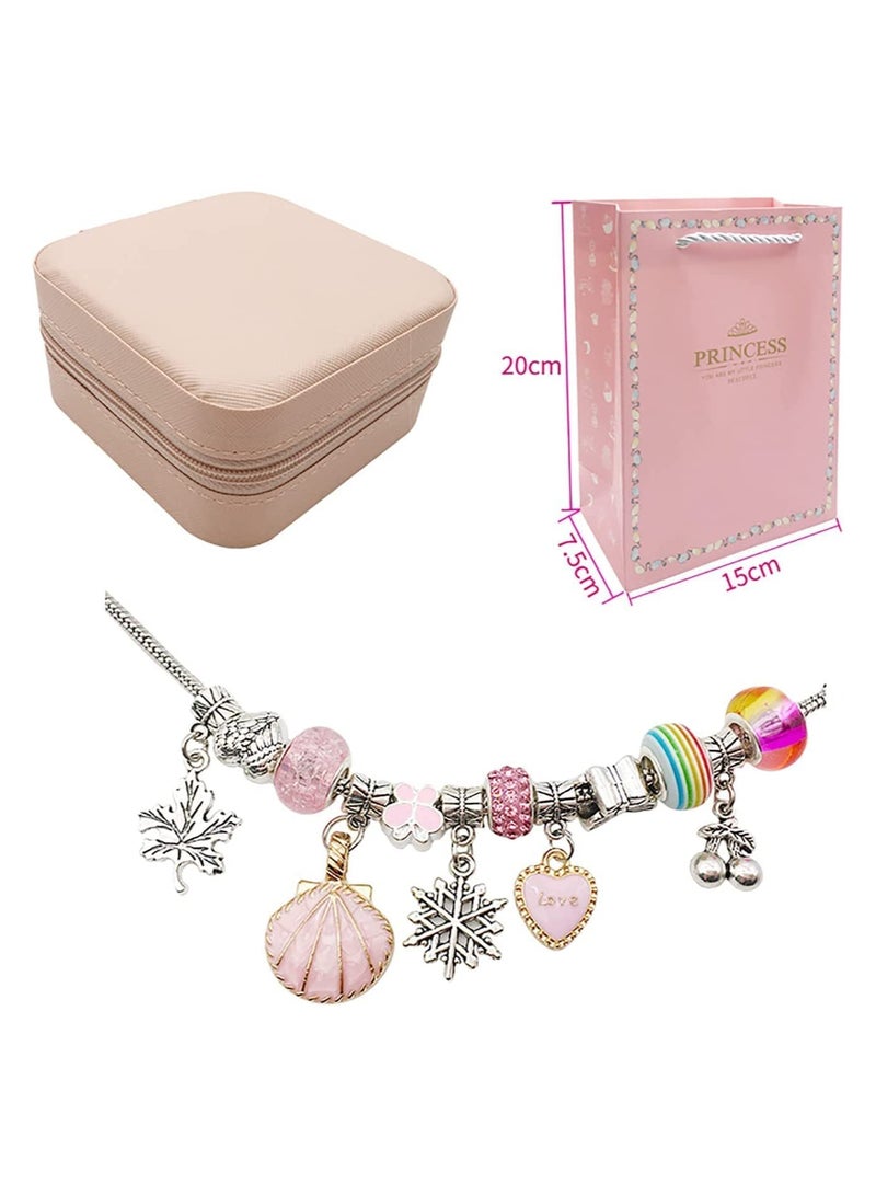 Bracelet Making Kit for Girls, 68PCs DIY Jewelry Craft Set with Charm Beads and Gift Box, Creative Art Present for Kids Ages 8-12, Adults (Pink) - Image 2