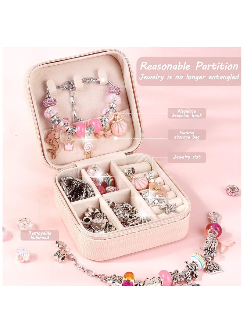 Bracelet Making Kit for Girls, 68PCs DIY Jewelry Craft Set with Charm Beads and Gift Box, Creative Art Present for Kids Ages 8-12, Adults (Pink) - Image 3