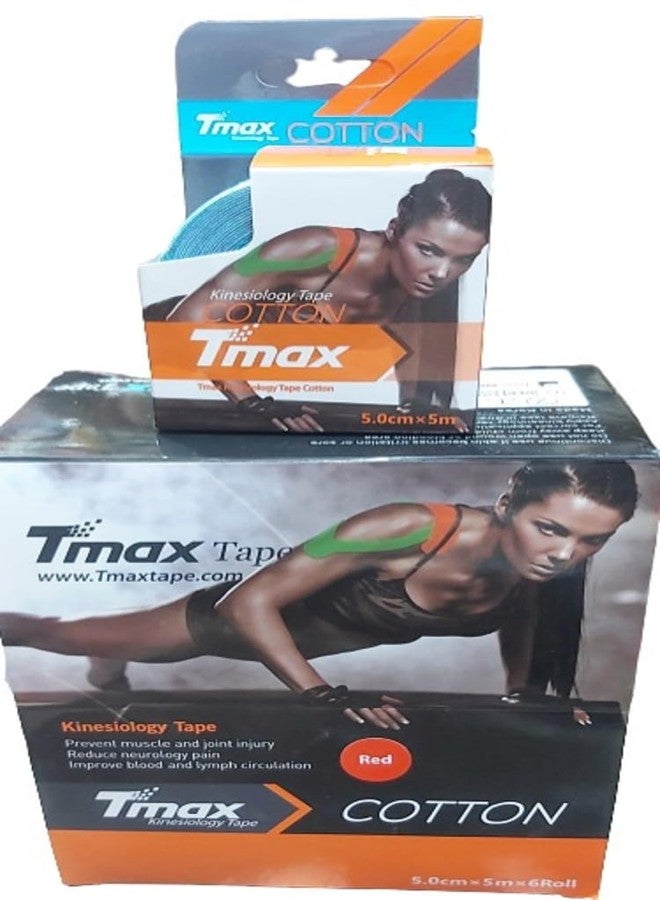 ACS MART شريط قطني متعدد الألوان من ACS MART Tmax Kinesiology، 5.0 سم × 5 م - Image 1