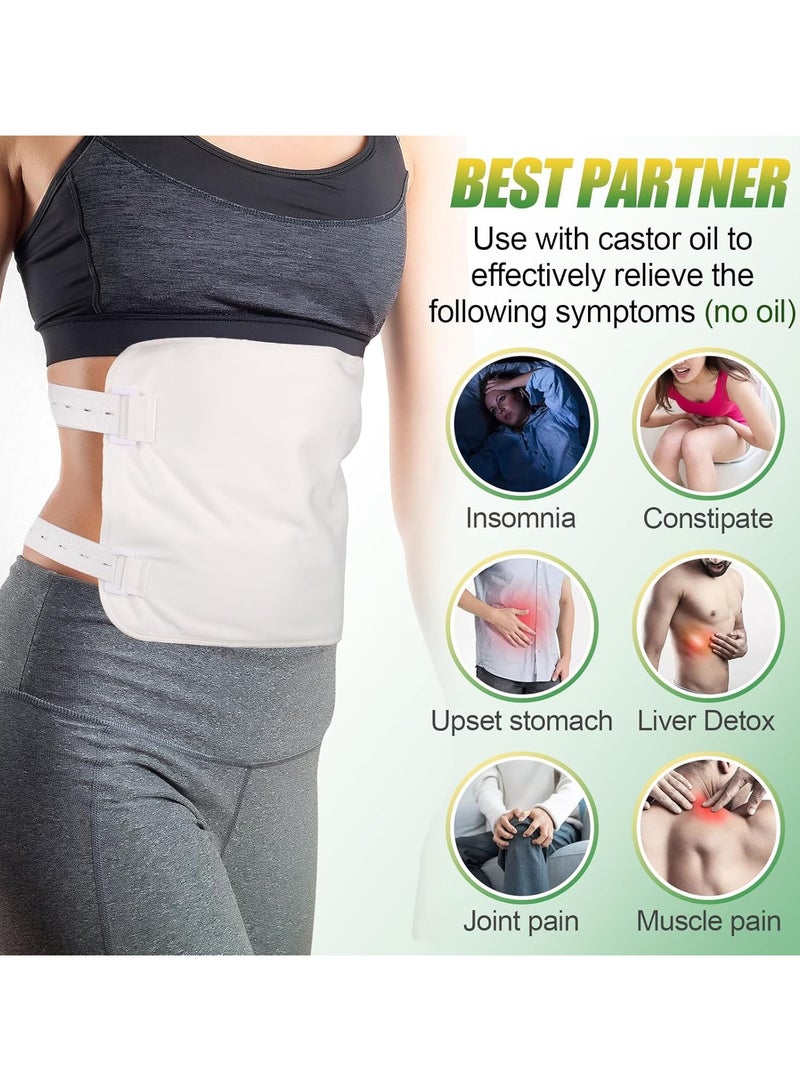 general 2 Piece Castor Oil Pack - Reusable Organic Castor Oil Pack Sets Liver Detox Women's Gift - Castor Oil Packs Compressed with Storage Bag for Constipation Inflammation Helps Sleep, White, Oil Not Included - Image 2