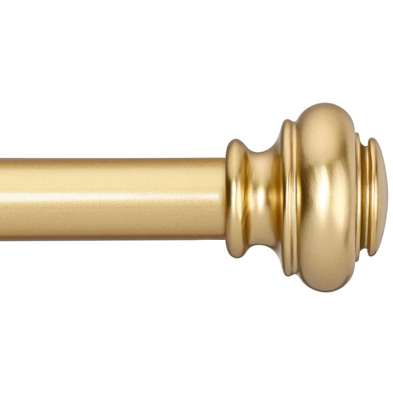 SIMEWIN Heavy Duty Curtain Rods for Windows 28 to 48 Inches, 1 Inch Gold Curtain Rod for Bedroom, Living Room, Patio, Kitchen, Adjustable Curtains Rods with Classic Finials, Gold Finishing - Image 1