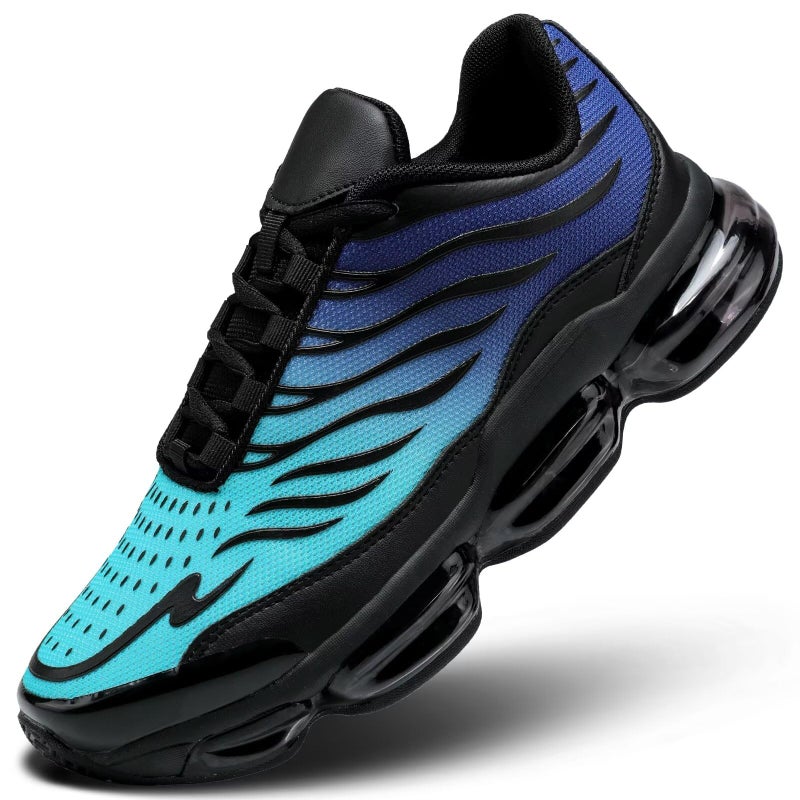 Socviis Mens Air Running Shoes Non Slip Workout Casual Sport Walking Shoes Basketball Sneakers Fashion Tennis Fitness Trainers Black Cyan - Image 1