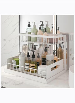 Arabest Under Sink Organizer Pull Out Cabinet Organizer 2-Tier Slide Out Sliding Shelf Under Cabinet Storage Multi-Use for Under Kitchen Bathroom Sink Organizers and Storage White 1 Pack  - Image 5