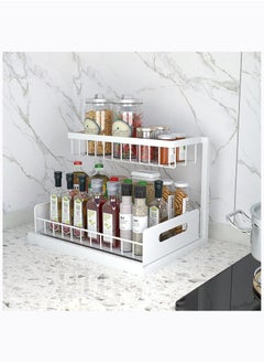Arabest Under Sink Organizer Pull Out Cabinet Organizer 2-Tier Slide Out Sliding Shelf Under Cabinet Storage Multi-Use for Under Kitchen Bathroom Sink Organizers and Storage White 1 Pack  - Image 4