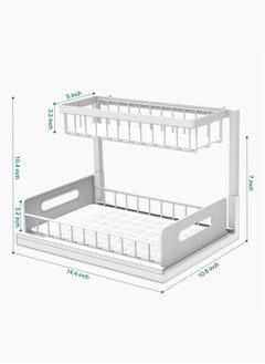 Arabest Under Sink Organizer Pull Out Cabinet Organizer 2-Tier Slide Out Sliding Shelf Under Cabinet Storage Multi-Use for Under Kitchen Bathroom Sink Organizers and Storage White 1 Pack  - Image 2