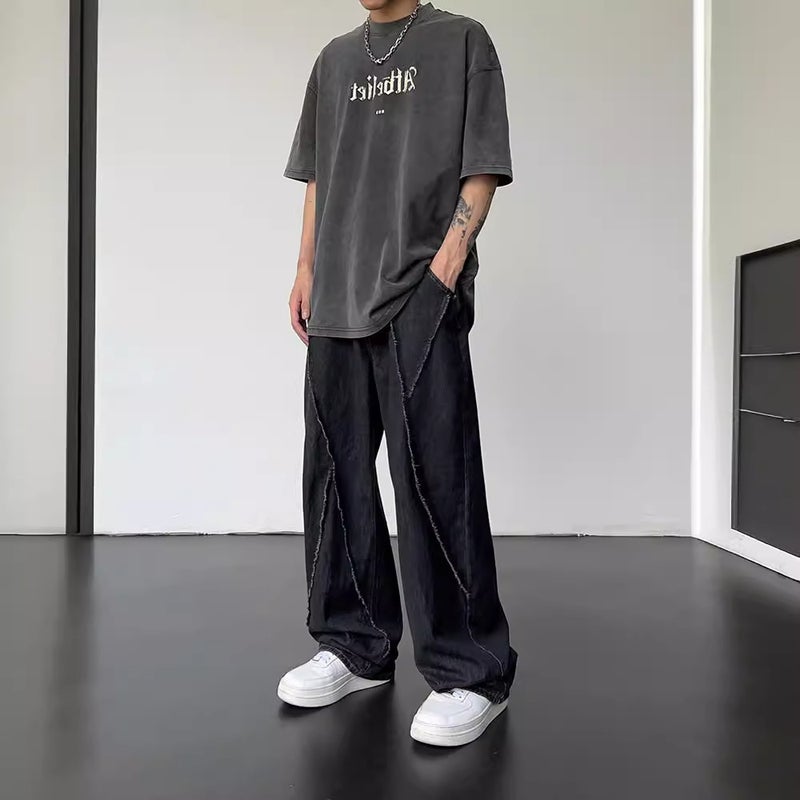 Autumn New Style Distinctive Hip-Hop Straight Leg Jeans Men'S And Women'S Fashionable Loose Casual Wide Leg Men'S Jeans - Image 4