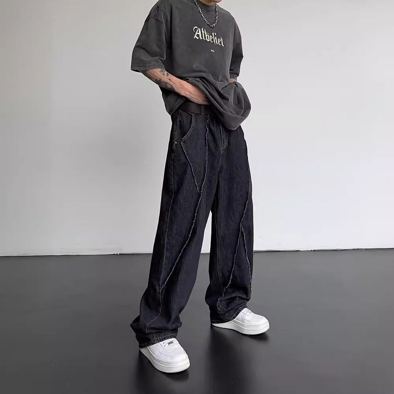 Autumn New Style Distinctive Hip-Hop Straight Leg Jeans Men'S And Women'S Fashionable Loose Casual Wide Leg Men'S Jeans - Image 5