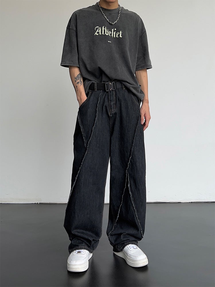 Autumn New Style Distinctive Hip-Hop Straight Leg Jeans Men'S And Women'S Fashionable Loose Casual Wide Leg Men'S Jeans - Image 1