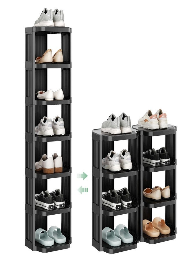 Kitstorack 8-Tier Vertical Plastic Shoe Rack, Freestanding Stackable Storage Organizer for Small Closets and Tight Spaces - Image 1
