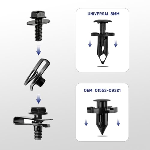 UNIGT 60PCS Engine Under Cover Splash Shield Guard Body Bolts Compatible with Nissan/Infiniti 370Z 350Z G35 G37 FX35 FX45 EX35 Bumper Fender Liner Push Retainer Fastener Rivet Clips with Tool - Image 4