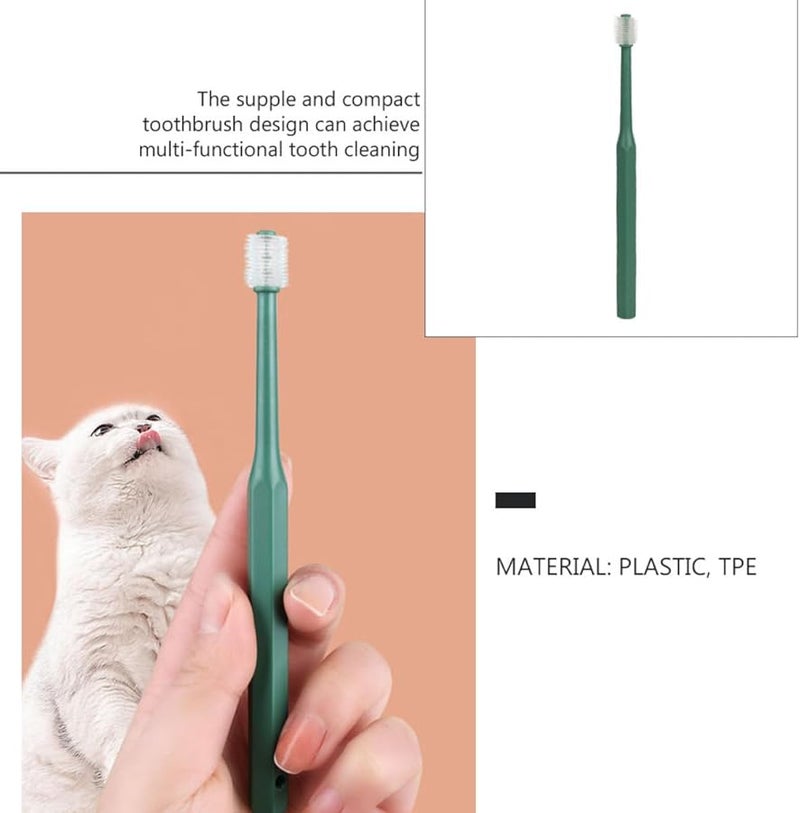 فرشاة أسنان للحيوانات الأليفة متعددة الاتجاهات من BESPORTBLE للكلاب والقطط بمقبض مانع للانزلاق باللون الأزرق - Image 4