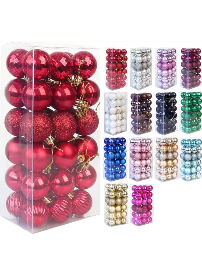 The Bros 2023 Christmas Ball Ornaments Gold 36pcs/40mm Small Shatterproof Xmas Christmas Tree Balls with String for Xmas Holiday Hanging Christmas Ball Christmas Tree Ornaments Decoration (Red) - Image 2