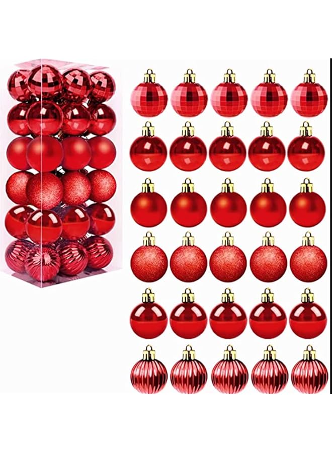 The Bros 2023 Christmas Ball Ornaments Gold 36pcs/40mm Small Shatterproof Xmas Christmas Tree Balls with String for Xmas Holiday Hanging Christmas Ball Christmas Tree Ornaments Decoration (Red) - Image 1