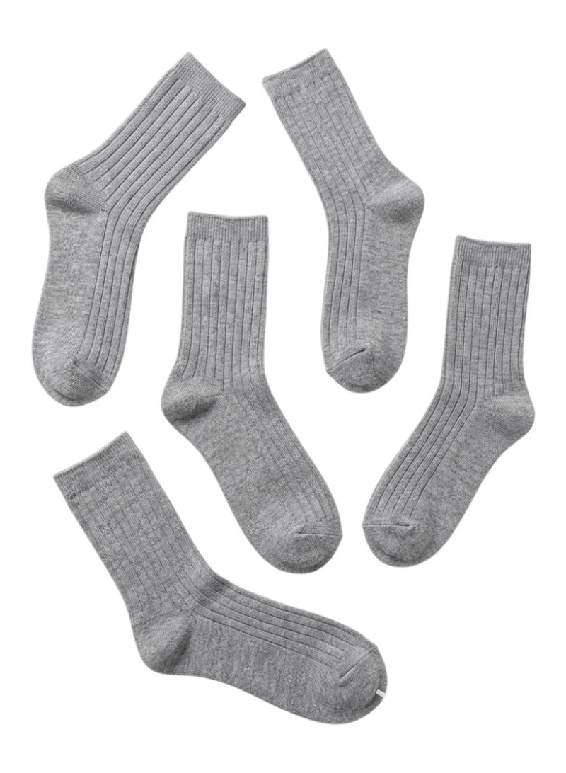 Bidani Essential Gray Cotton School Socks 1 (5-Pack) Long