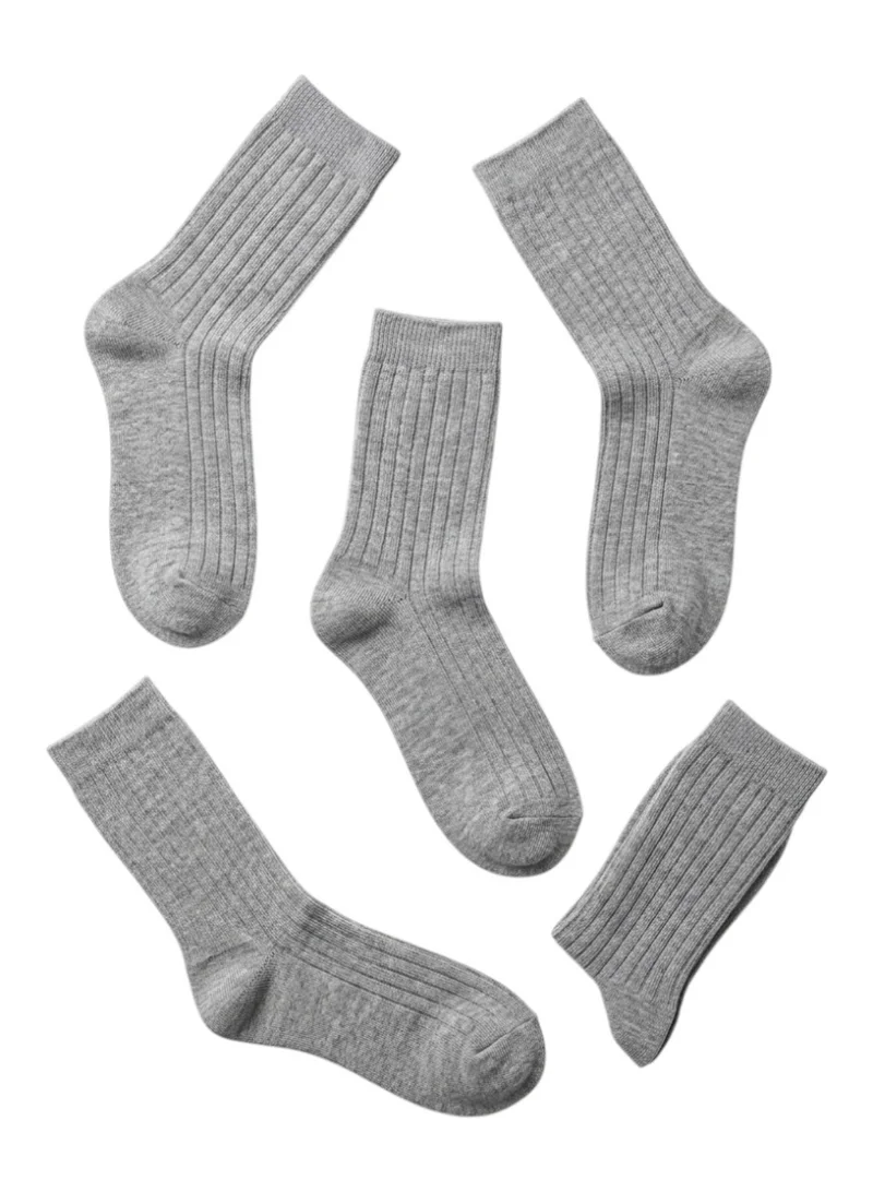 Bidani Essential Gray Cotton School Socks 1 (5-Pack) Long
