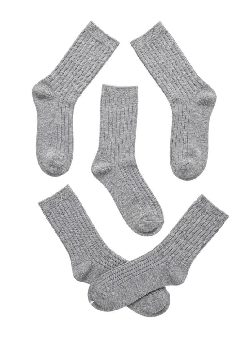 Bidani  Essential Gray Cotton School Socks 1 (5-Pack) Long  | Best Price UAE
