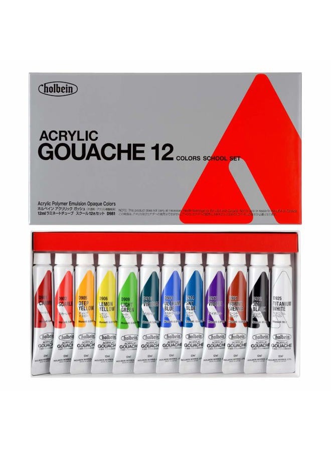 Acryla Gouache Colors School Set Of 12