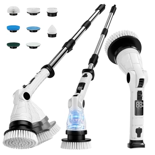 KELAWE Electric Spin Scrubber Power Electric Scrubber for Cleaning Shower Cordless Cleaning Brush with 6 Adjustable Angles8 Brush Heads 3 Speed Mode Electric Cleaning Brush for BathroomTubFloorTile - Image 1