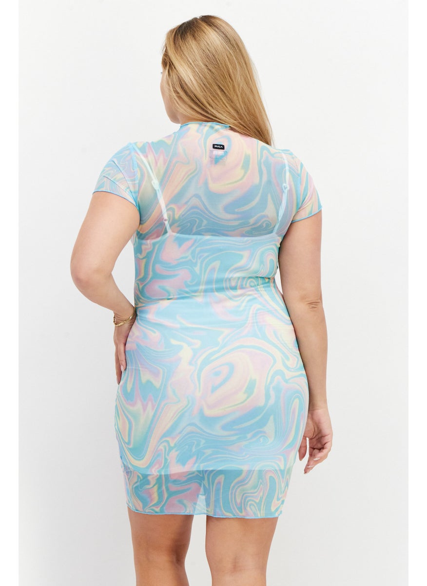 rvca Women Abstract Mini Dress, Turquoise Combo  - Image 4