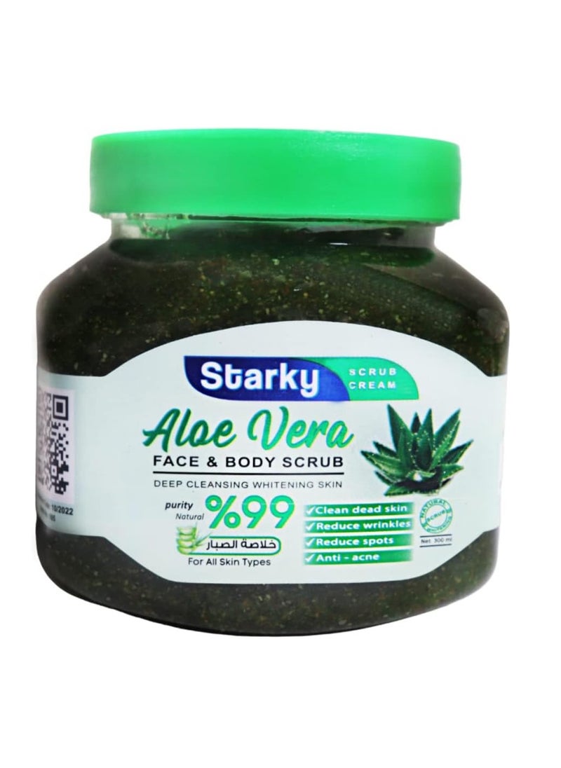 Starky Starky Face and Body Scrub Cream for Deep Cleansing of the Skin with Aloe Vera Extract for All Skin Types - 300 ml  - Image 1