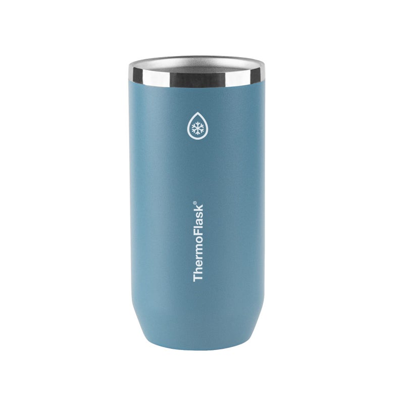 ThermoFlask Tall Can Cooler 2in1 Insulated Can Cooler Cup Durable Stainless Steel Cooler with NonSlip Base DishwasherSafe Beverage Can Cooler 16 oz Dusty Blue