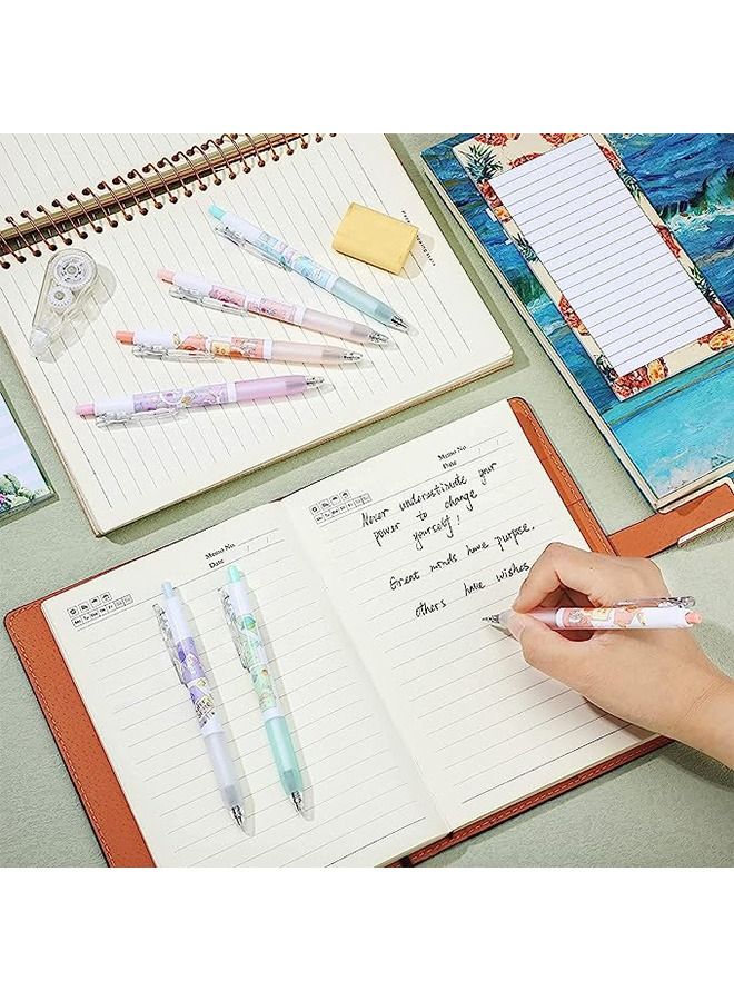 Kawaii Gel Ink Pen, 6 Pcs Retractable Gel Pen, Black Ink, 0.5mm Pens Fun Space Aesthetic Pens for Office School Kids Writing Journaling Supplies, Kawaii Pressing Gel Pen (Spaceman)