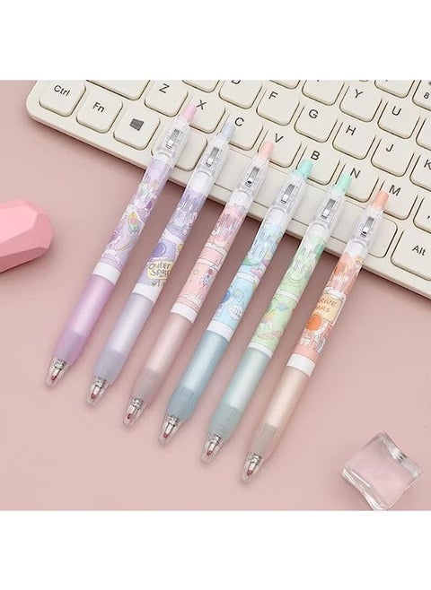 Kawaii Gel Ink Pen, 6 Pcs Retractable Gel Pen, Black Ink, 0.5mm Pens Fun Space Aesthetic Pens for Office School Kids Writing Journaling Supplies, Kawaii Pressing Gel Pen (Spaceman)