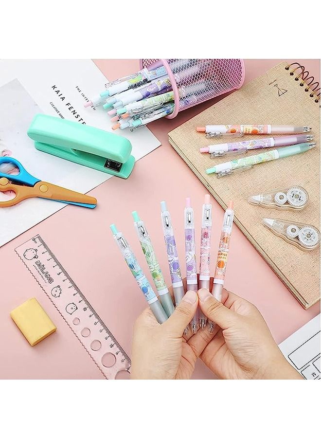 Kawaii Gel Ink Pen, 6 Pcs Retractable Gel Pen, Black Ink, 0.5mm Pens Fun Space Aesthetic Pens for Office School Kids Writing Journaling Supplies, Kawaii Pressing Gel Pen (Spaceman)