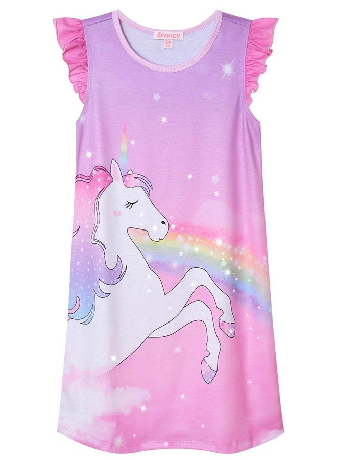 QPANCY Unicorn Nightgown for Girls 8 9 Nightdress Summer Sleep Dresses Cotton Nighty - Image 1