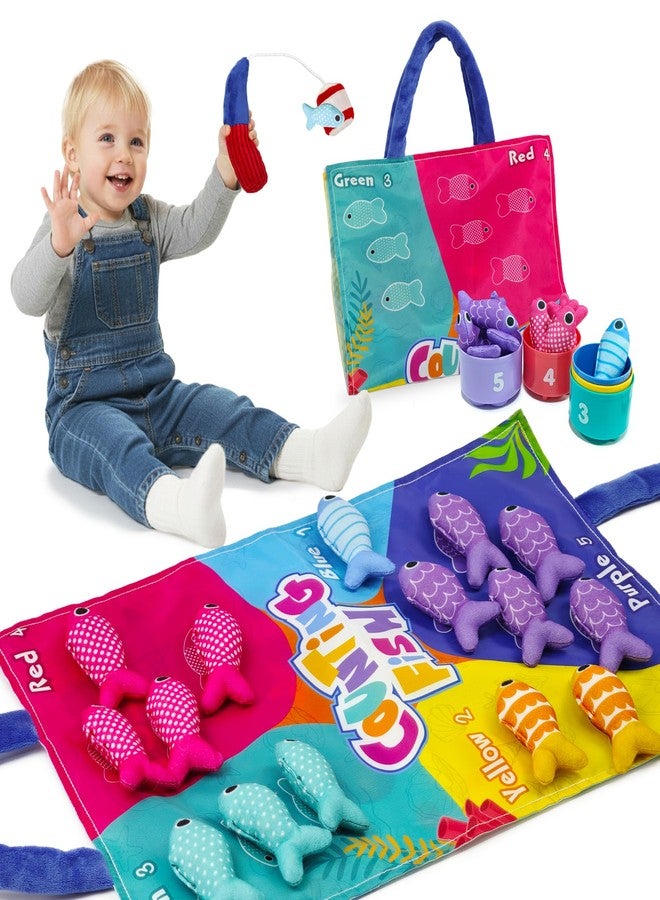 MASSRT Montessori Toys for 1 Year Old, Cloth Fishing Game for Babies 6-18 Months, Soft Learning Toy with Stacking Cups, Fine Motor Skills & Color Recognition for Boys & Girls - Image 1