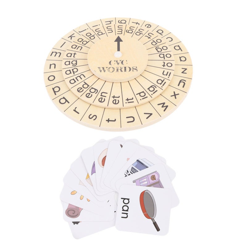 Robust Maple Wood Cvc Word Game 26 Letter Spelling Playful Rotating Design - Early Learning Spelling Toy for Toddlers Home Or School Use - Image 1
