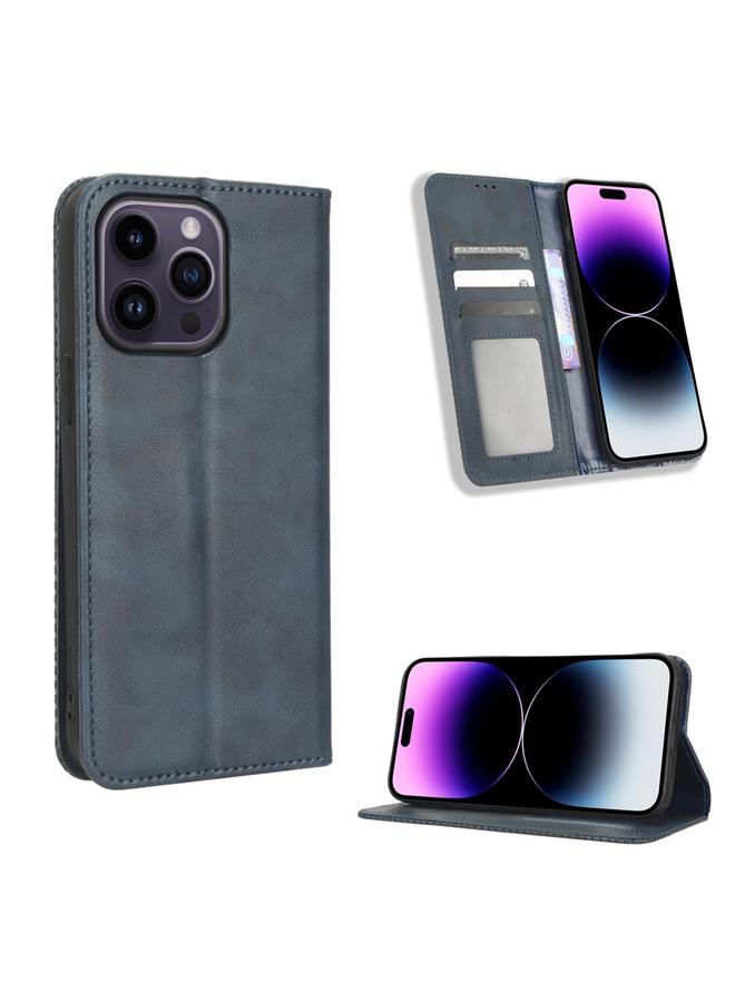S-TOP Case For iPhone 14 Pro Magnetic Buckle Retro Texture Leather Phone Case - Image 1