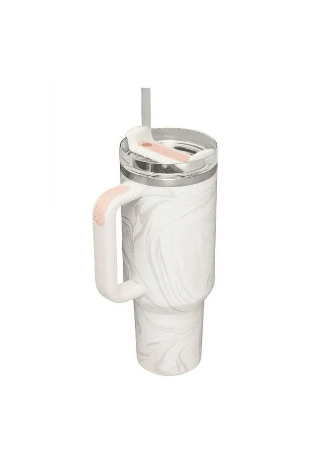 Stanley - Stanley cup H2.0 Stainless Steel with Lid and Straw for Water Iced Tea,Coffee and Smoothie,Rose Quartz Swirl,40 oz - Image 1